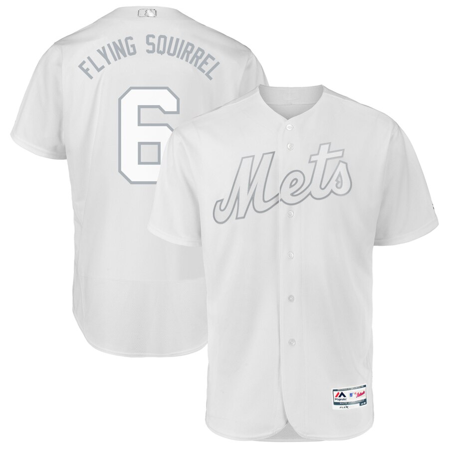 Men New York Mets #6 Flying Squirrel white MLB Jerseys->new york mets->MLB Jersey